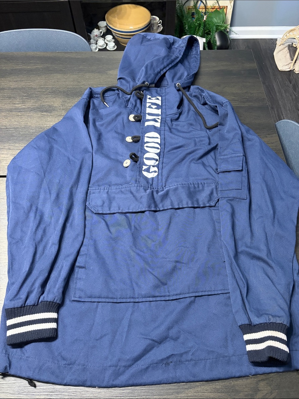 Vintage Rococo Japan GOOD LIFE Hooded Anorak Jacket Navy Blue - Men's L